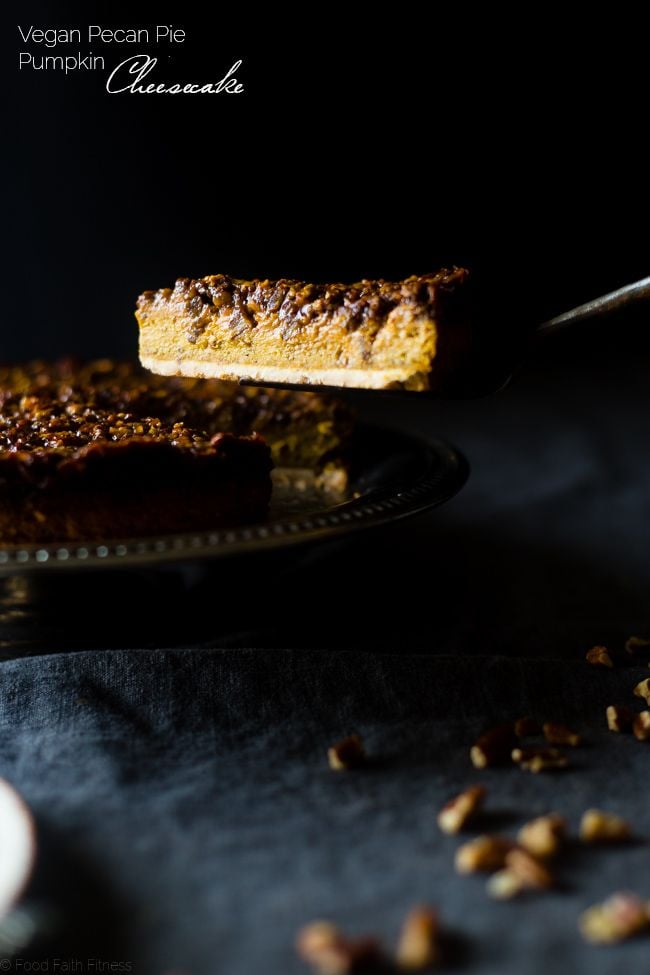 Paleo and Vegan Pecan Pie Pumpkin Cheesecake