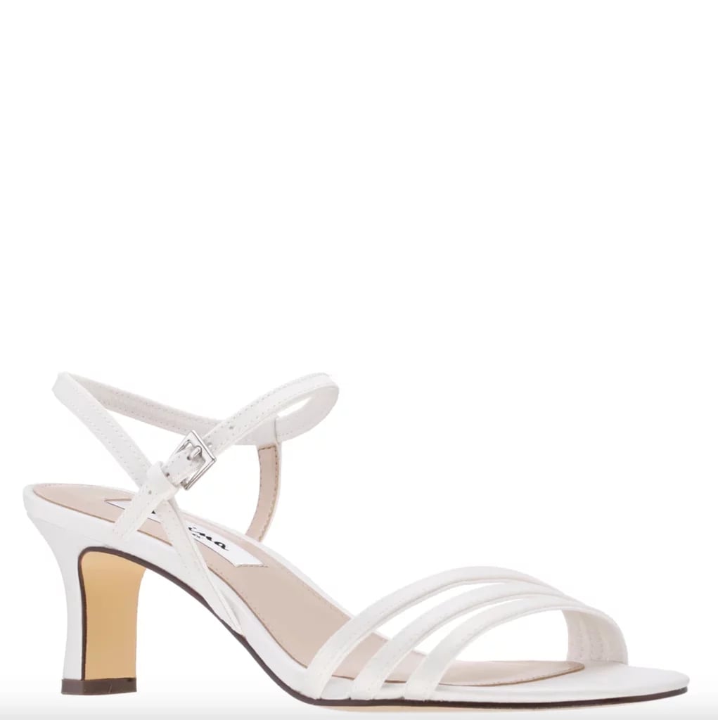 Nina Shoes Beverly Ivory Satin Mid-Heel Strappy Dress Sandal