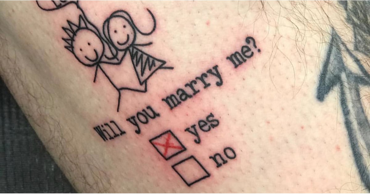 Tattoo Artist Proposes To Girlfriend With Checkbox Tattoo Popsugar 
