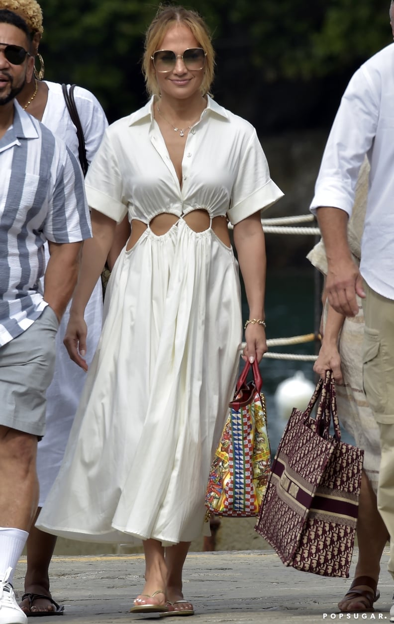 詹妮弗·洛佩兹穿崇拜盖亚在意大利背心裙