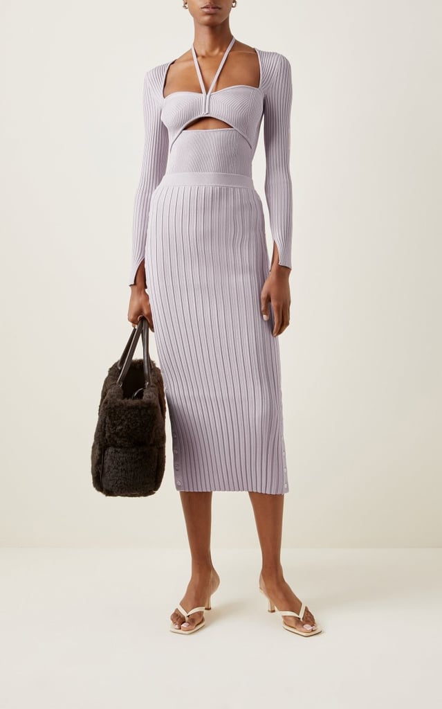 A Chic Set: Jonathan Simkhai Ashton Button-Detailed Ribbed-Knit Maxi Skirt and Alexia Cutout Top