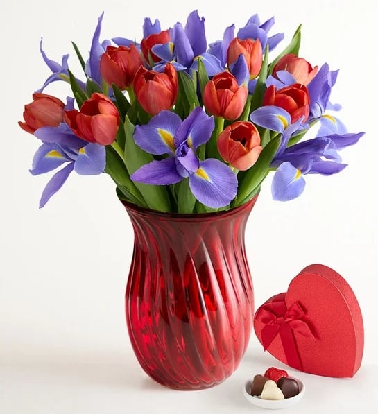 Bunches of Love Tulip and Iris Bouquet ($60)
Flowers are one of the most trusted Valentine's Day gifts you can give — whether they be to yourself or a partner. I'm not personally a big rose gal, but I love that 1-800-Flowers has a wide assortment of stems to choose from — that way, I can order myself a bouquet that really speaks to me and have it delivered to my home in no time.