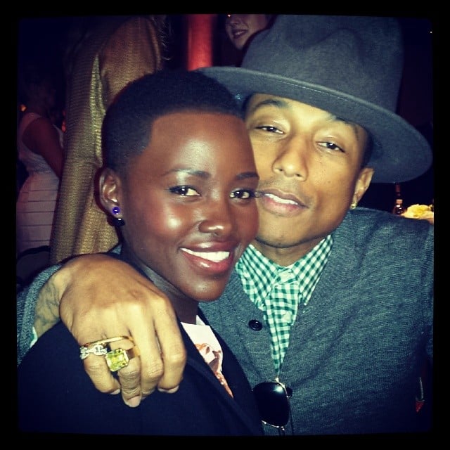 Lupita Nyong'o shared this snap with Pharrell Williams at the Academy Awards Nominees Luncheon in LA.
Source: Instagram user lupitanyongo