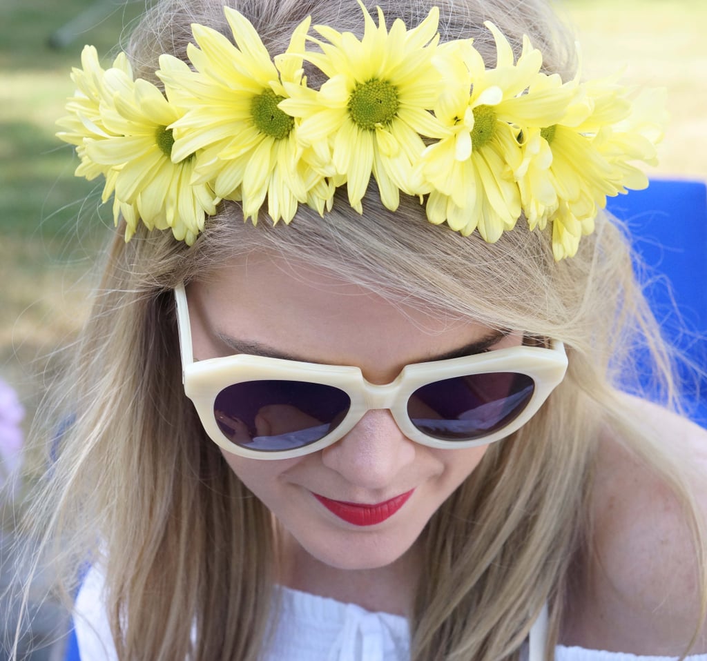 PS: Do you have any DIY tips for making a flower crown at home?
CM: The secret is finding really great floral wire because you're really using wire to sew your flowers into the crown. You can find it at the hardware store or in your local flower district. 
PS: Any tips for arranging the flowers?
CM: It's like a painting. I pick one thing and then I pick another, one by one as I add the flowers. So, depending on the color scheme, it's nice to have a bunch of different flowers, huge blooms and smaller dainty ones. 
Source: Crowns by Christy