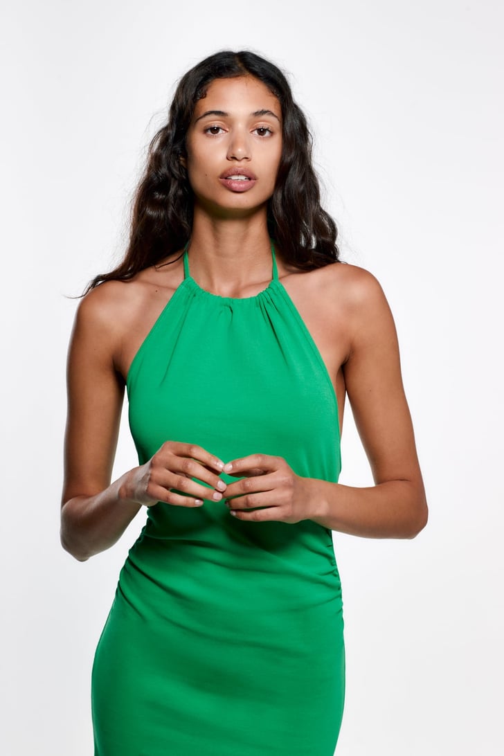 A Pop of Color: Zara Midi Halter Dress | Best Dresses For Small Busts ...