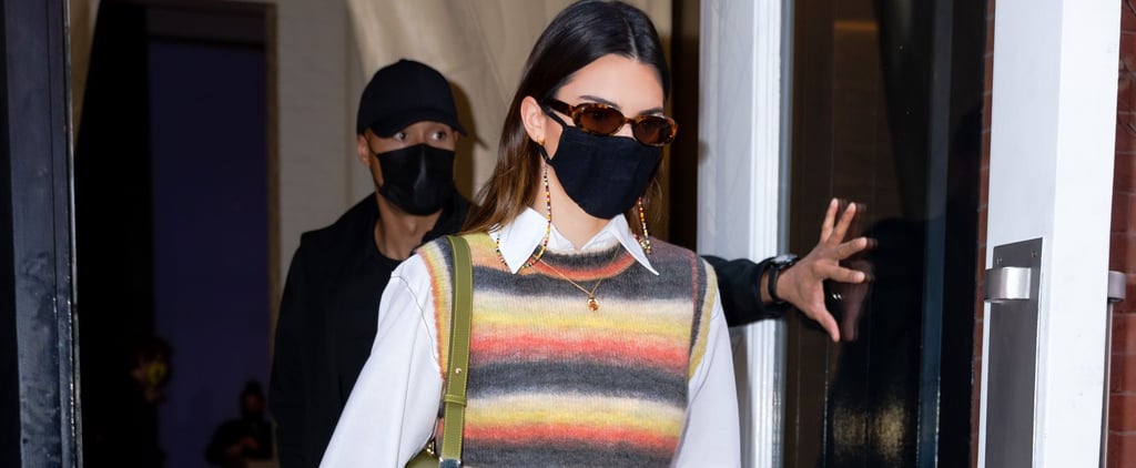 Kendall Jenner Wearing Multicolor Mango Sweater Vest