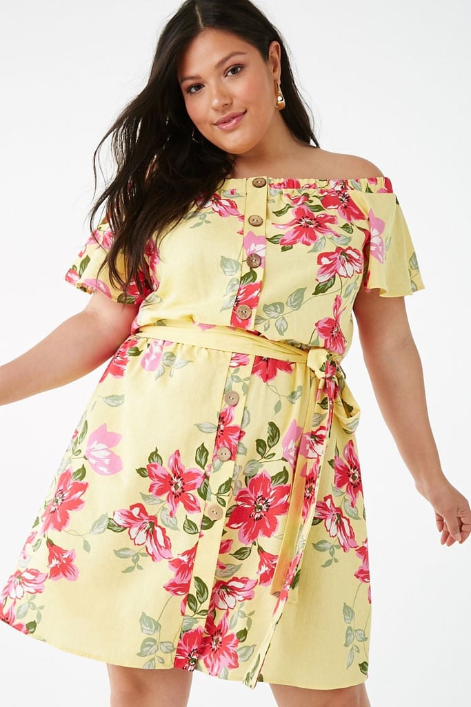 Plus-Size Floral Print Mini Dress
