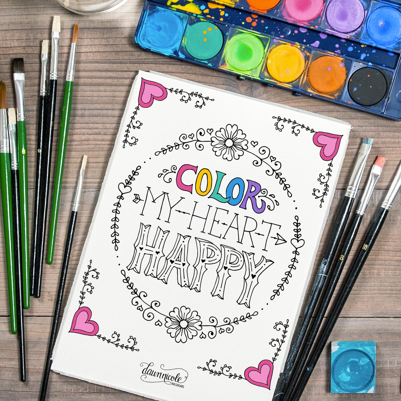 Advertising Adult Coloring Book and 6 Color Pencil Set To-Gos (16