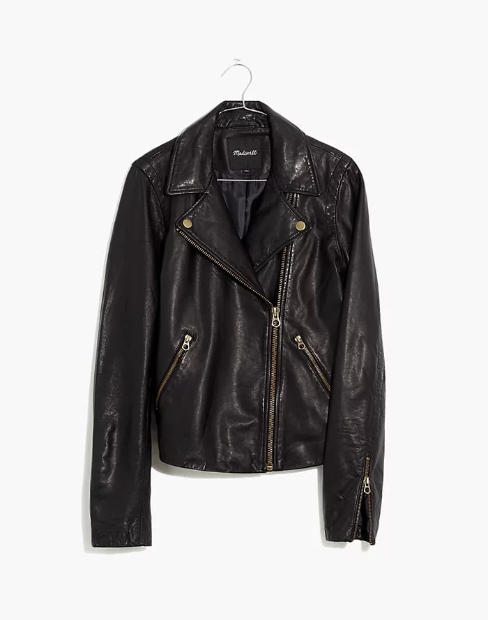 Washed leather moto jacket hotsell