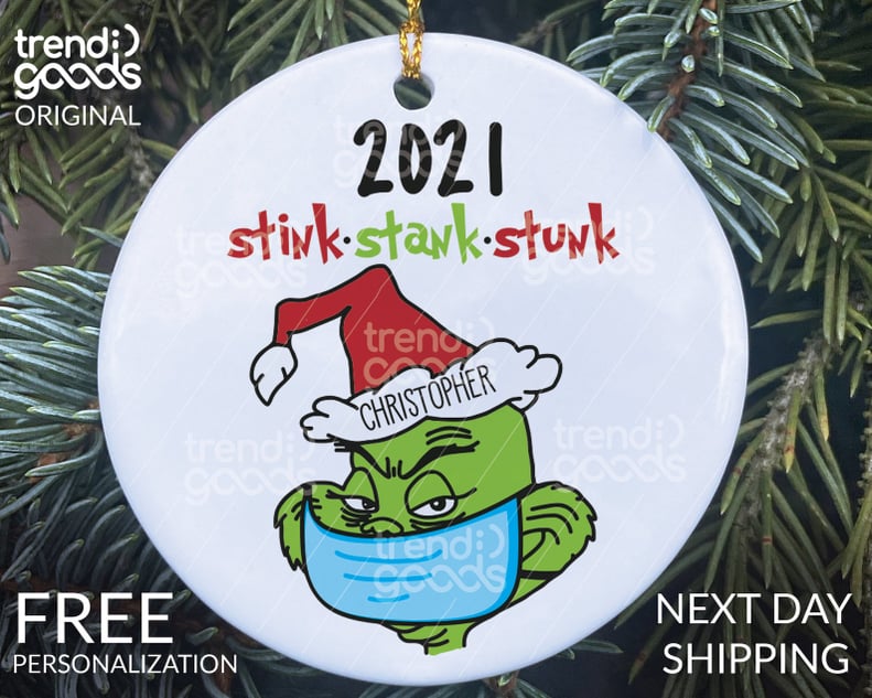 Grinch Face Mask Christmas Ornament