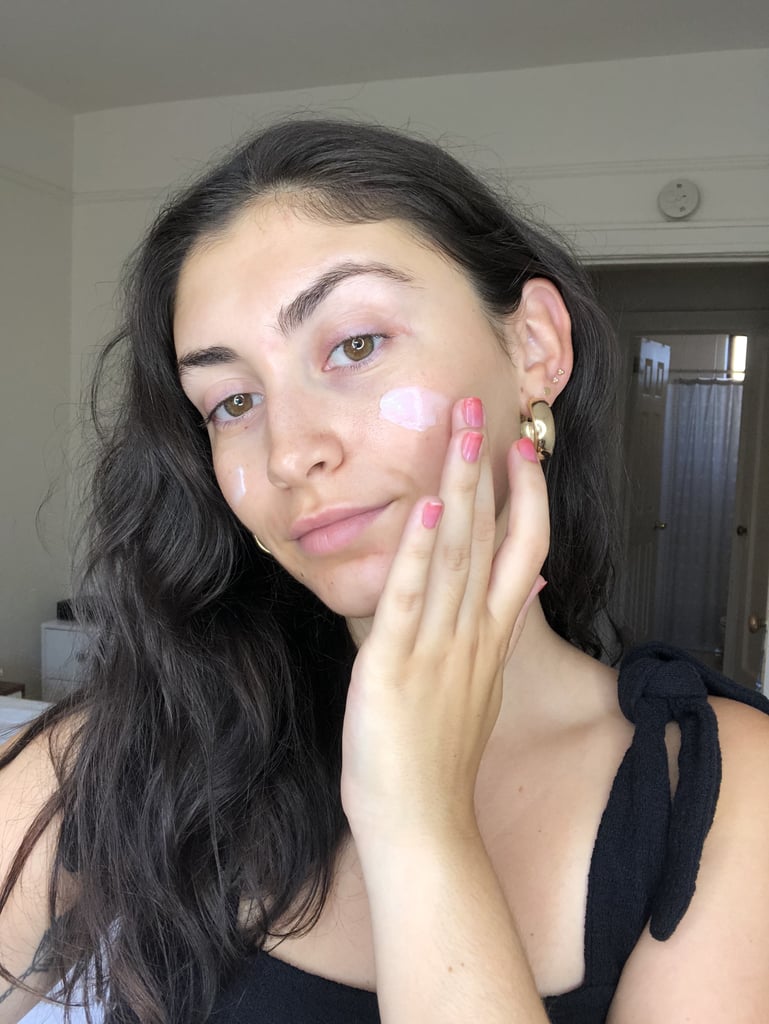 When rubbed in it feels deeply hydrating but isn't heavy and when left to absorb for a minute or two, it disappears. The texture also helps blur the appearance of your pores. It's formulated with honey for moisture, turmeric to soothe, and niacinamide to even skin tone. And that's all without makeup. Because Huda Kattan knows the struggles of having acne, it's also safe for sensitive skin, non-comedogenic, and non-acnegenic.