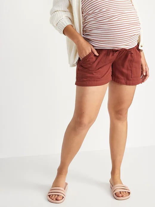 Old Navy Maternity Rollover-Waist Textured-Twill Shorts