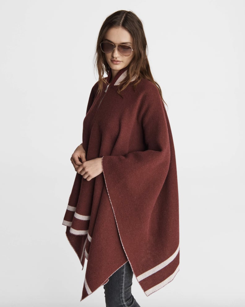 Rag & Bone Varsity Zip Wool Poncho