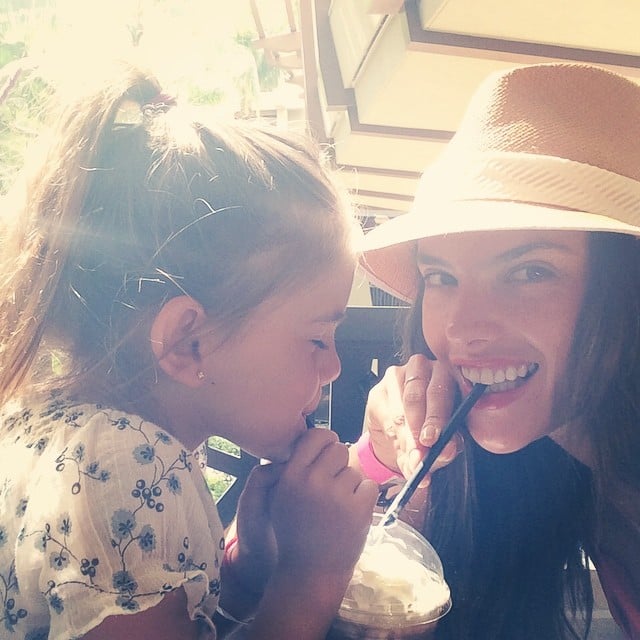 "Sharing some serious milkshake," Alessandra wrote in the caption for this cute snap with Anja.
Source: Instagram user alessandraambrosio