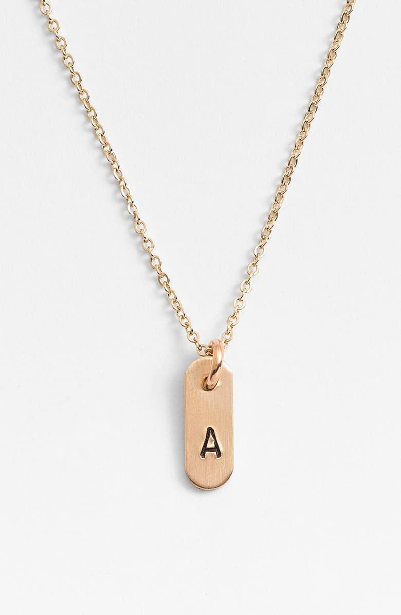 Nashelle 'Mini Initial' 14k-Gold Fill Bar Necklace