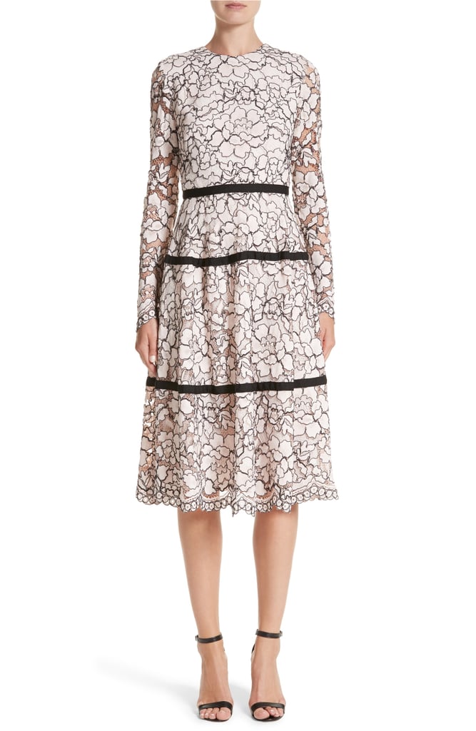 Lela Rose Seamed Lace A-Line Dress