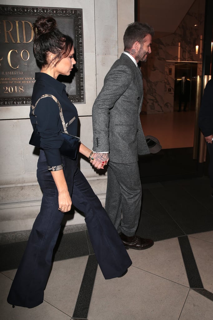 Victoria Beckham Blue Snakeskin Blouse With David Beckham