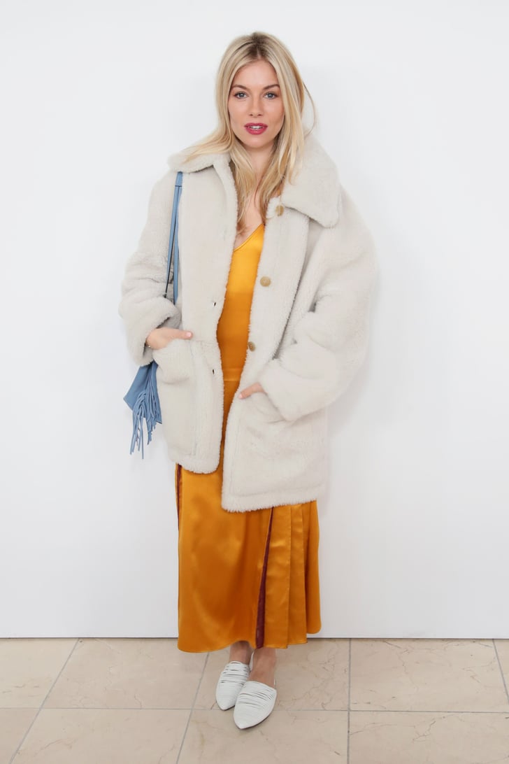Sienna Miller Yellow Slip Dress At Tory Burch Show Popsugar Fashion
