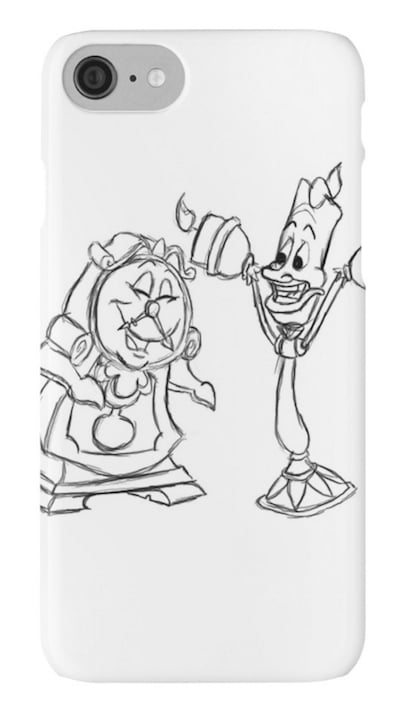 <product href="https://www.redbubble.com/people/apparky/works/15395528-cogsworth-and-lumiere?p=iphone-case&phone_model=iphone_6&cover_type=snap&type=iphone_6_snap">Cogsworth and Lumiere</product> ($25)