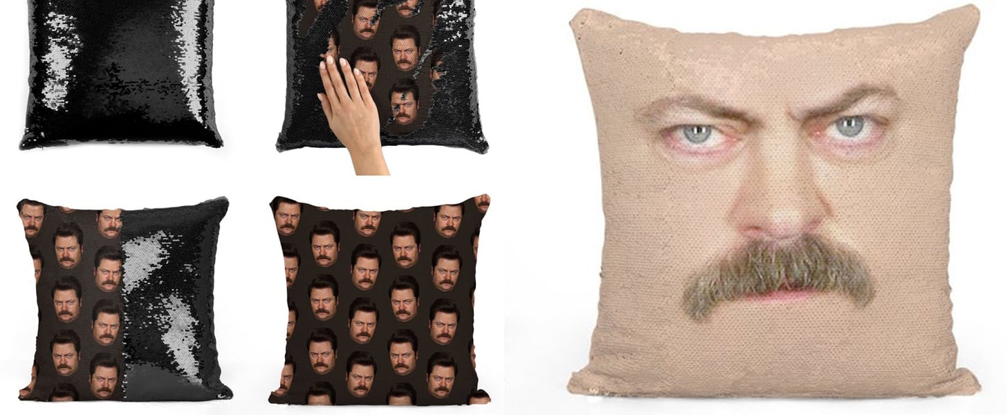 Ron Swanson Sequin Pillows | POPSUGAR Dwayne Johnson Sequin Pillows