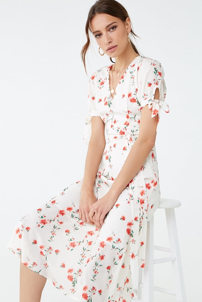 Satin Floral Midi Dress