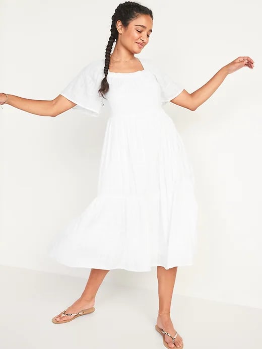 Old Navy Dobby Bell-Sleeve Midi Swing Dress