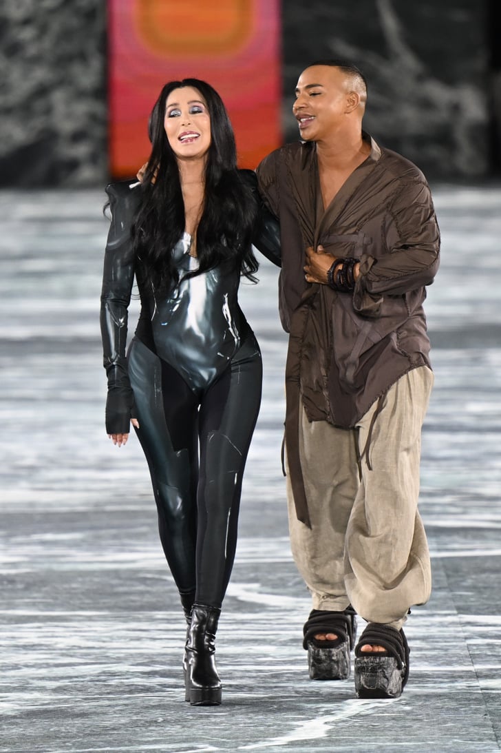 Cher and Olivier Rousteing at the Balmain Spring/Summer 2023 Show