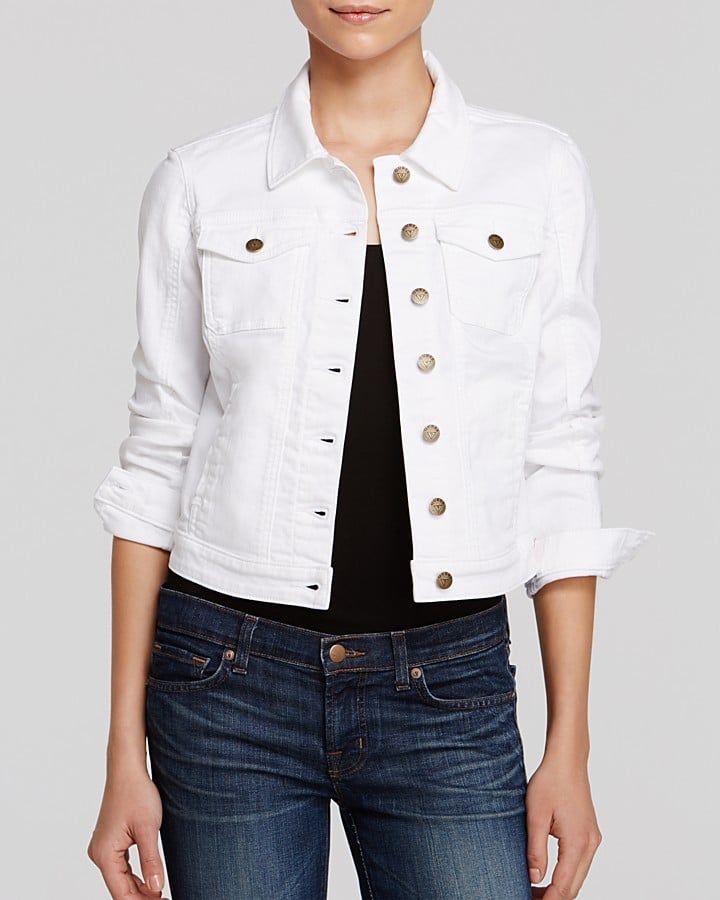 Guess Denim Jacket Classic Cropped White ($128) | Gigi Hadid Wearing ...