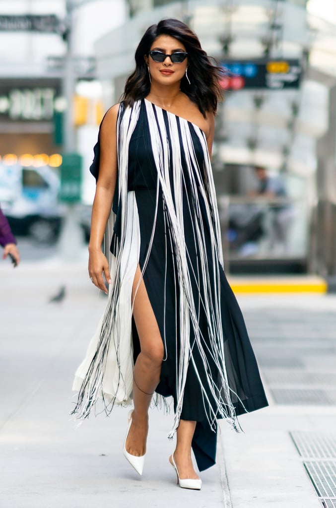 Priyanka Chopra Black and White Fringe Dress