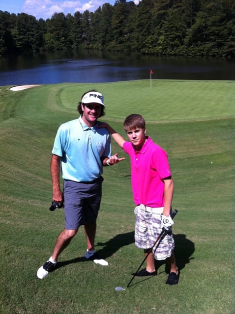 Justin Bieber joined golf great Bubba Watson for a round in 2011. 
Source: Twitter user bubba watson