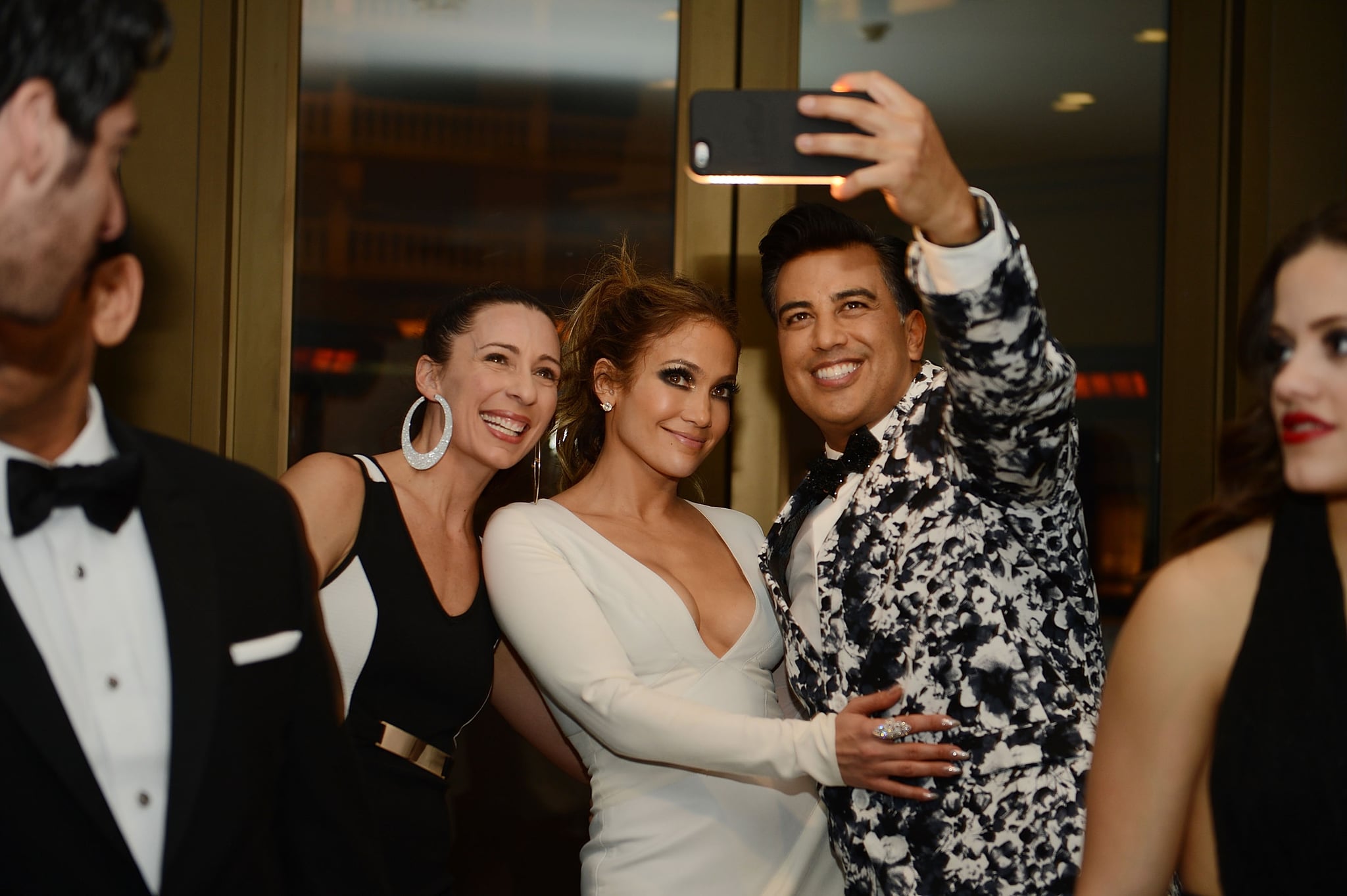 LAS VEGAS, NV - JANUARY 20:  Tabitha Dumo, Jennifer Lopez and Napoleon Dumo attend the after party for the debut of the new headlining residency show JENNIFER LOPEZ: ALL I HAVE at Mr Chow Caesars Palace on January 20, 2016 in Las Vegas, Nevada.  (Photo by Denise Truscello/WireImage)