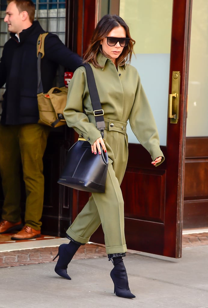 Victoria Beckham Green Jumpsuit November 2018