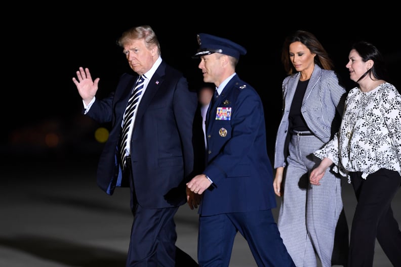 Melania Wearing the Dior Houndstooth Suit in 2018 at Joint Base Andrews