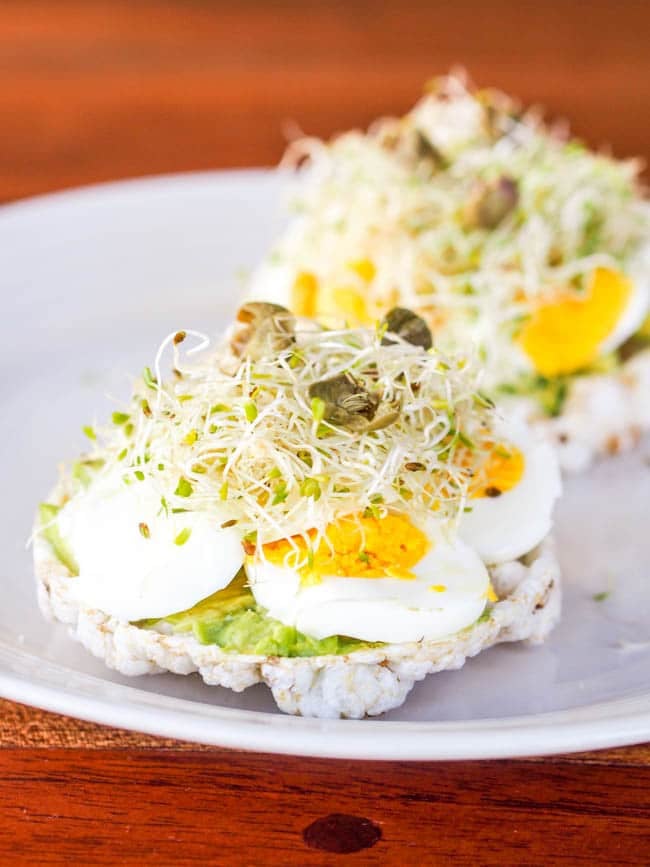 Avocado and Egg Rice Cake Toasts