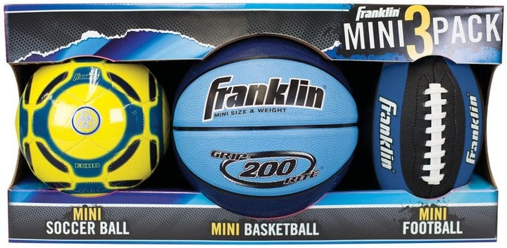Franklin Sports Mini 3 Pk Football / Basketball / Soccer Ball
