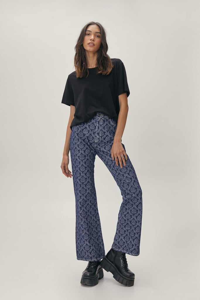 Nasty Gal Paisley Print Flared Jeans