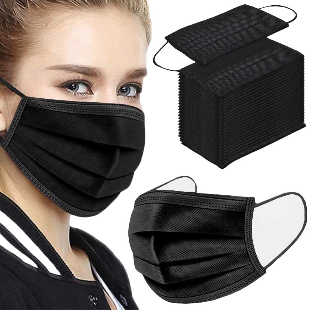 To Stay Protected: 3 Ply Black Disposable Face Mask