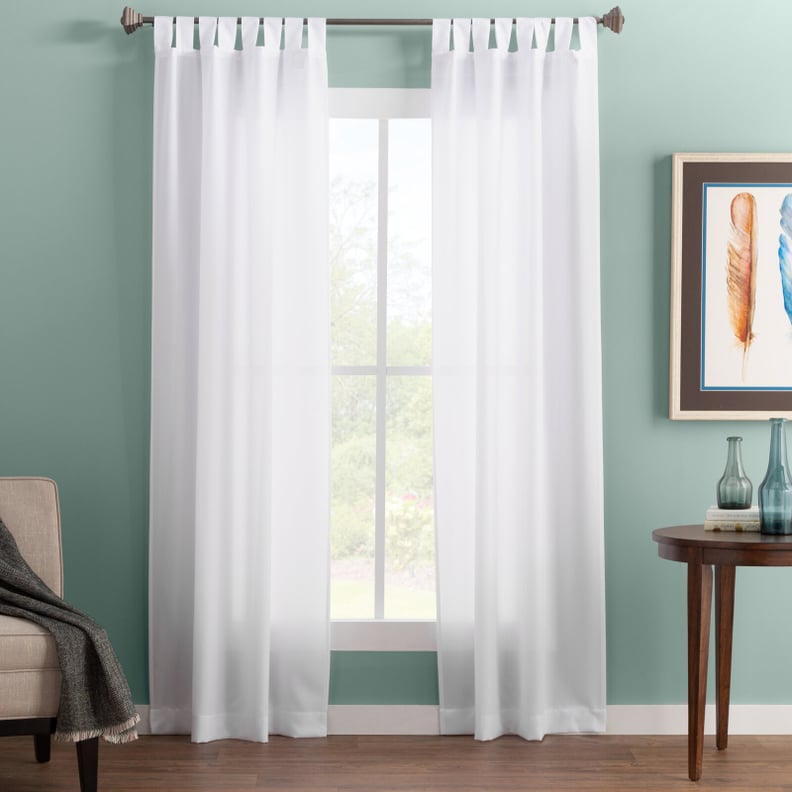 Solid Semi-Sheer Tab Top Single Curtain Panel