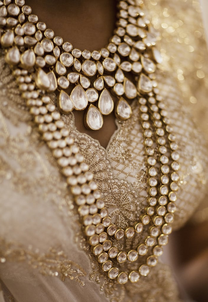 Bride Embroidered Love Story on Wedding Dress