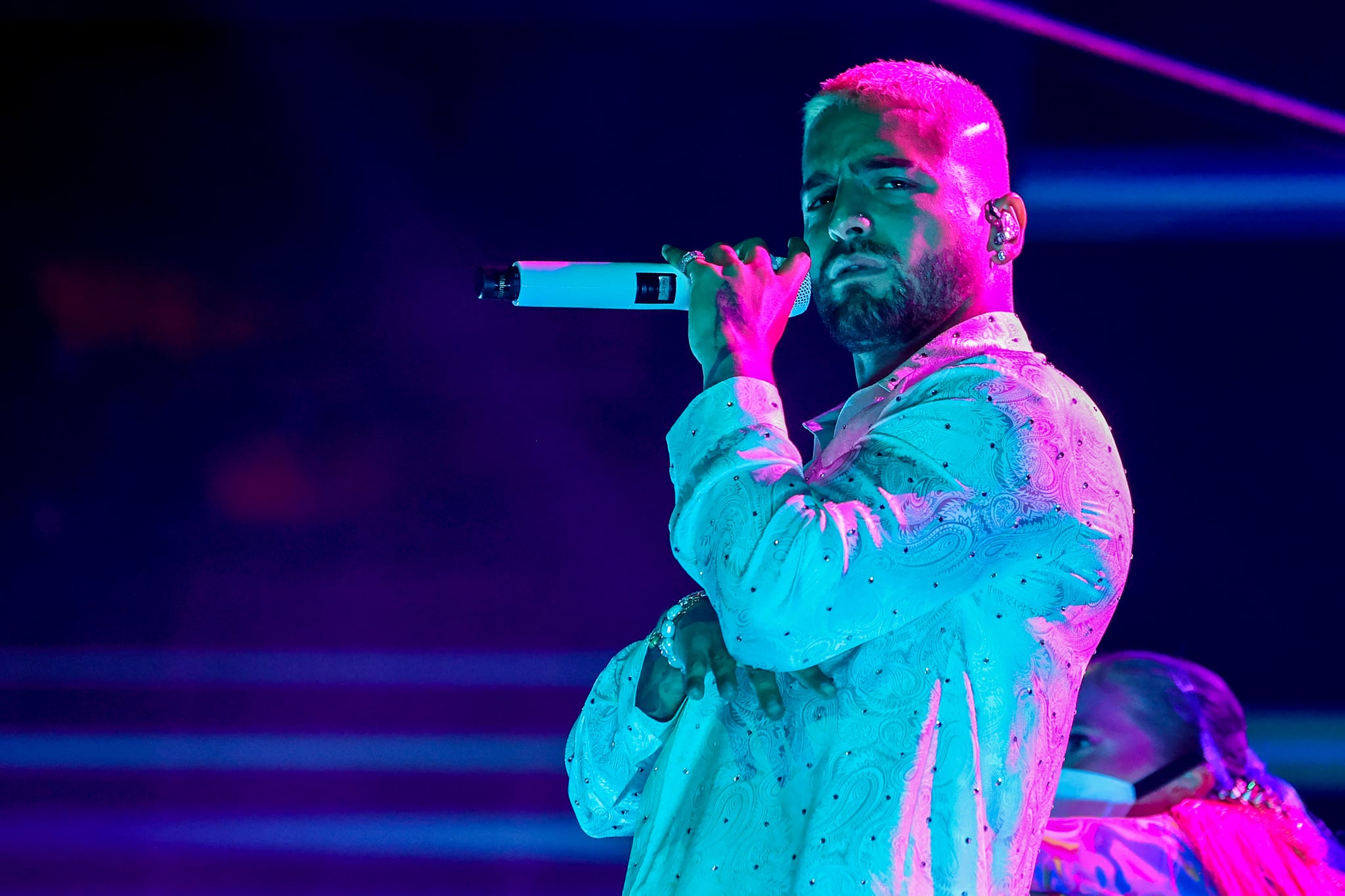 PREMIOS BILLBOARD DE LA MÚSICA LATINA 2020 -- Pictured: Maluma performs at the BB&T Center in Sunrise, FL on October 21, 2020 -- (Photo by: Alberto Tamargo/Telemundo/NBCU Photo Bank via Getty Images)