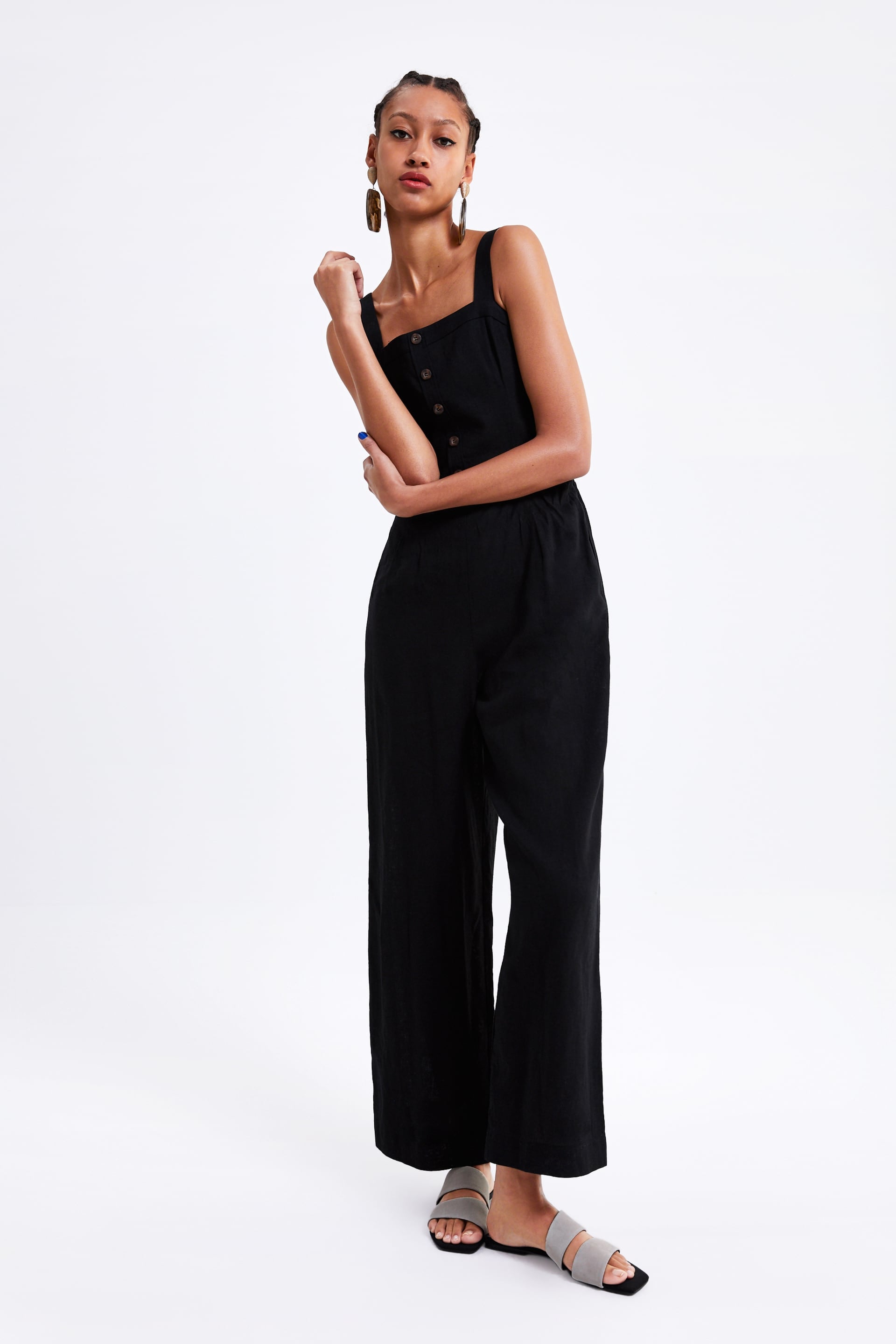 Zara Jumpsuit With Buttoned Straps 