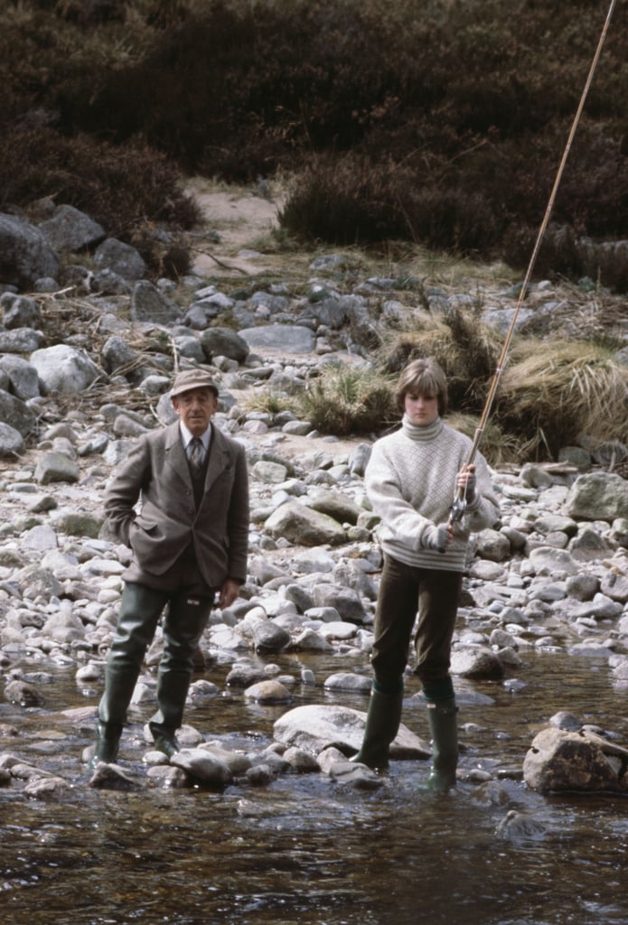 Diana learning to fish shortly before her marriage in 1981 Diana learning to fish shortly before her marriage in 1981