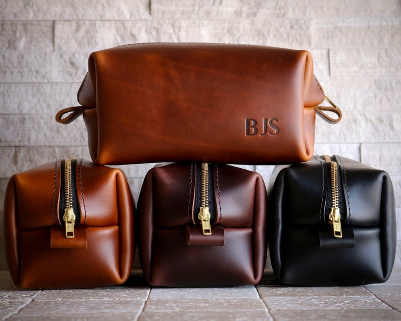 Personalized Leather Toiletry Bag