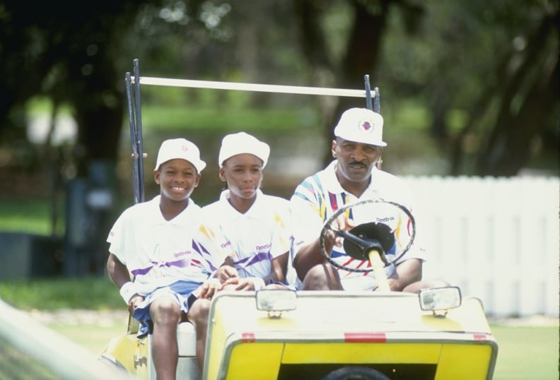 Serena, Venus, and Richard Williams at a Florida Tennis Camp in 1992