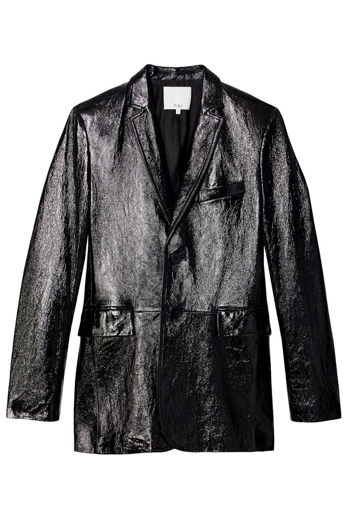 Tibi Leather Blazer in Black