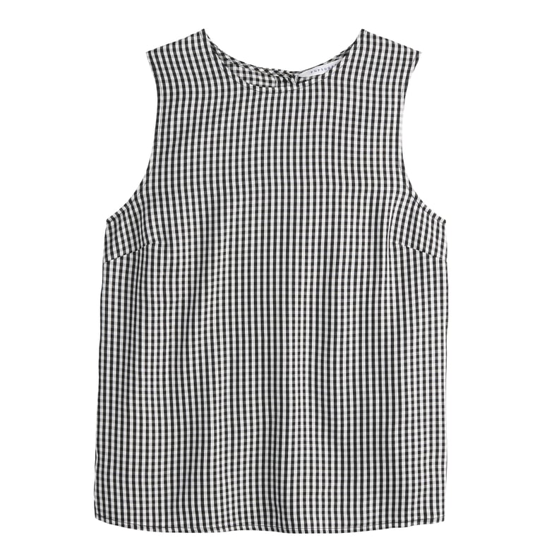 Silky Button Back Shell in Mini Classic Gingham
