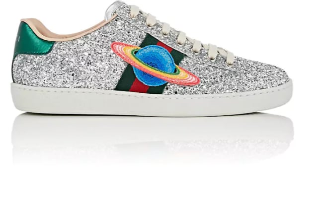 Out of this world! The label's offbeat style takes an  intergalactic turn with these Gucci New Ace Glitter Sneakers ($730).