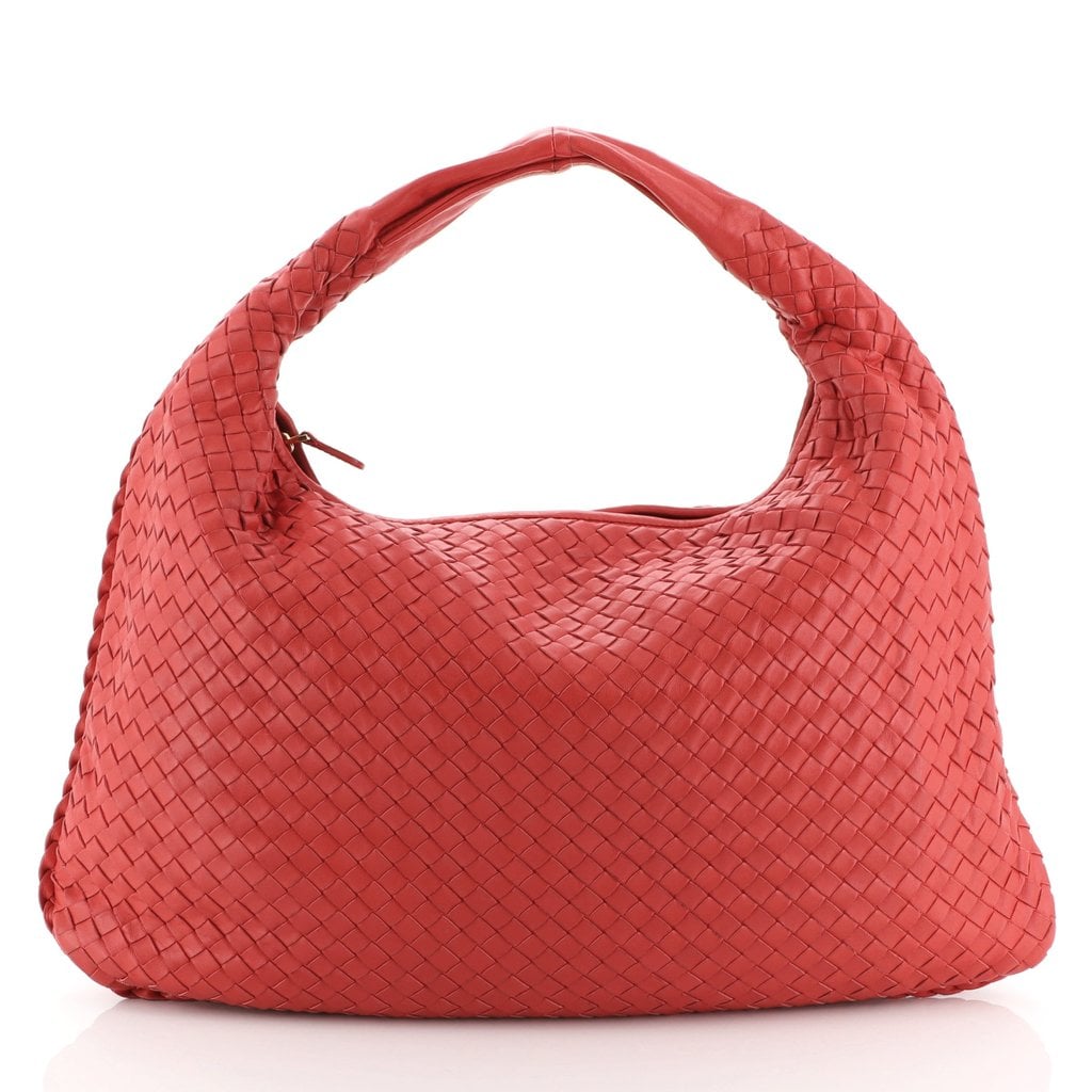 Bottega Veneta Intrecciato Hobo Bag Red