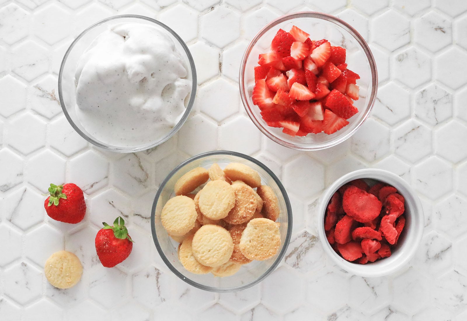 Ingredients for copycat Good Humor Strawberry Shortcake Bars