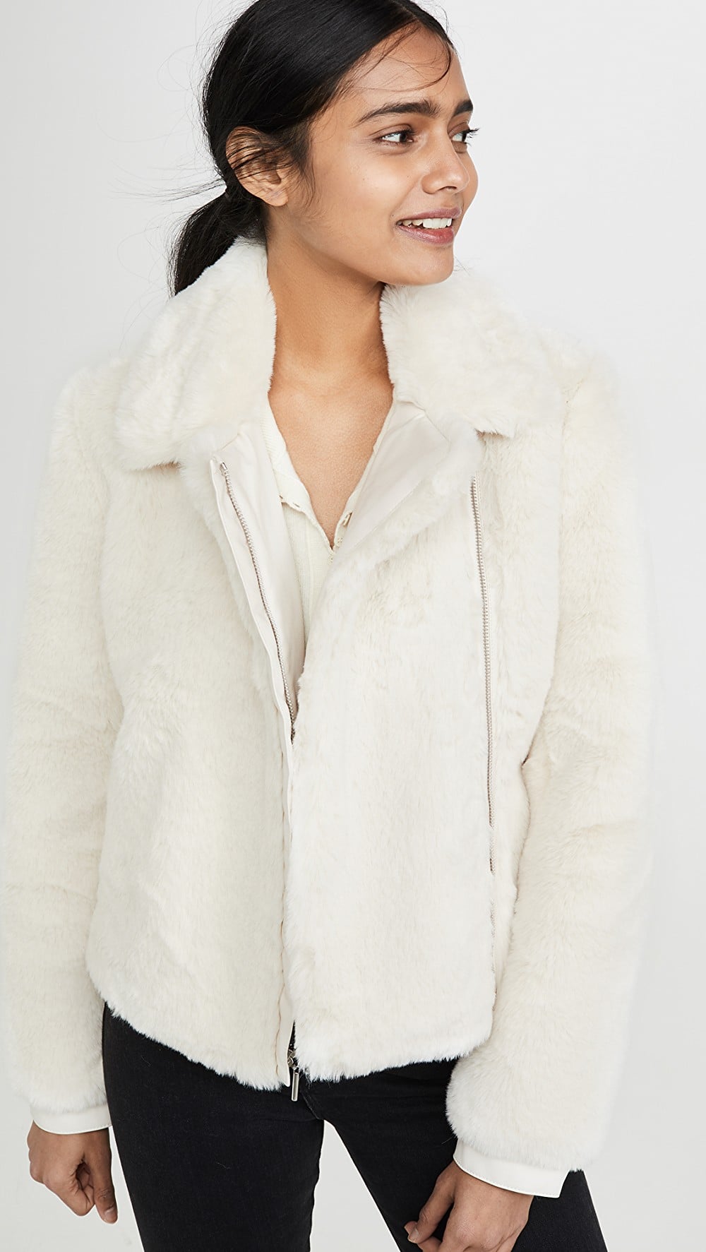 Convertible Faux Fur Tippet Coat-